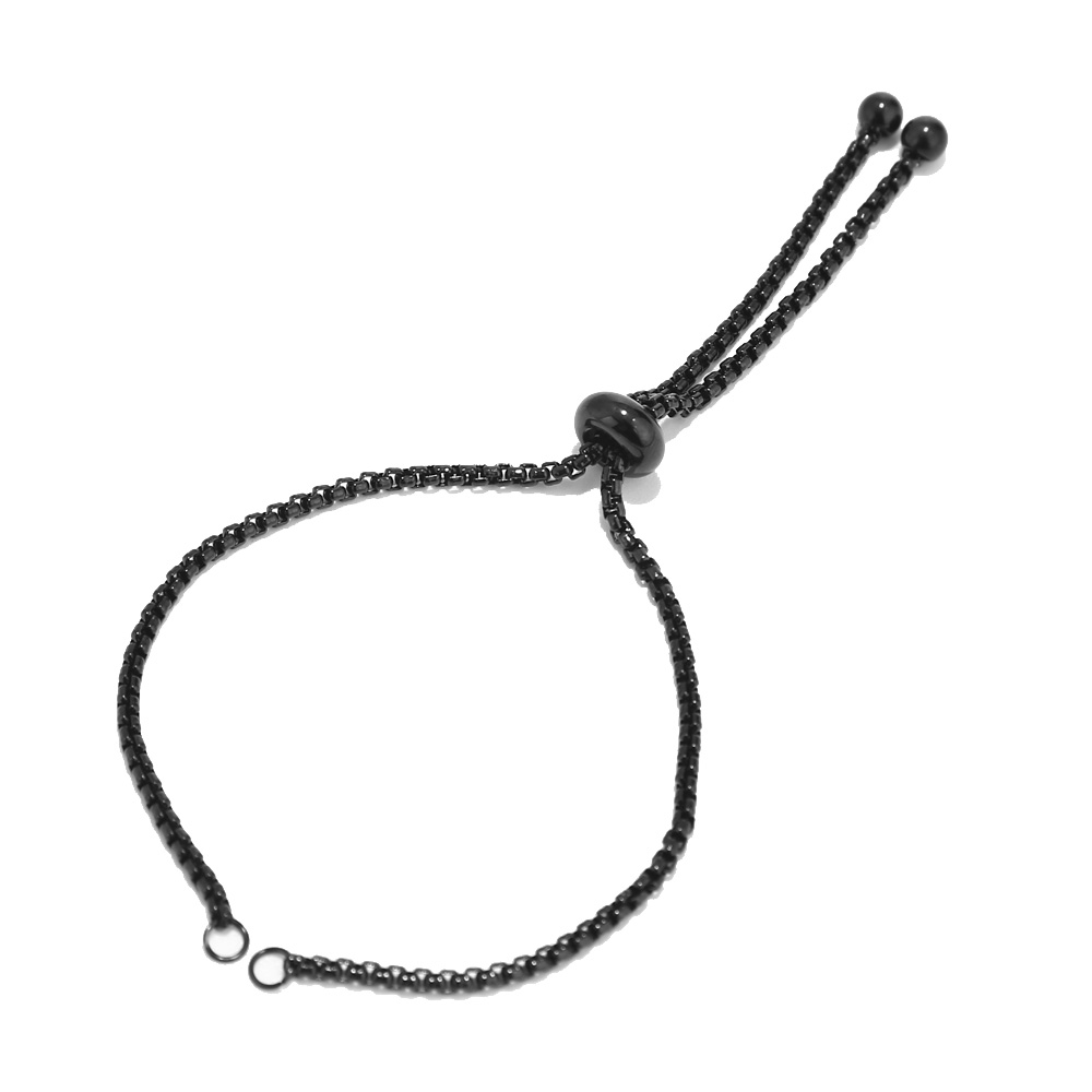 Ethnic Fashion Jewellery - 調節可能なステンレススチールの自由奔放に生きるスタイルのブレスレット,10個,ブラック/ゴールド/ピンクゴールド,ゴムビーズ付きチェーン,卸売