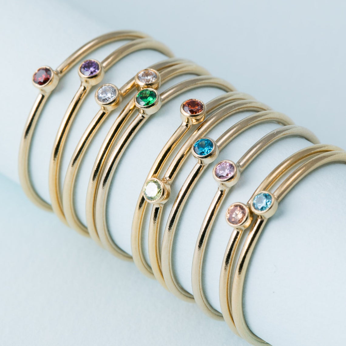 Ethnic Fashion Jewellery - 誕生石リング 14K ゴールドフィルドナックルリング ボヘミアンゴールドジュエリー Anillos Mujer
