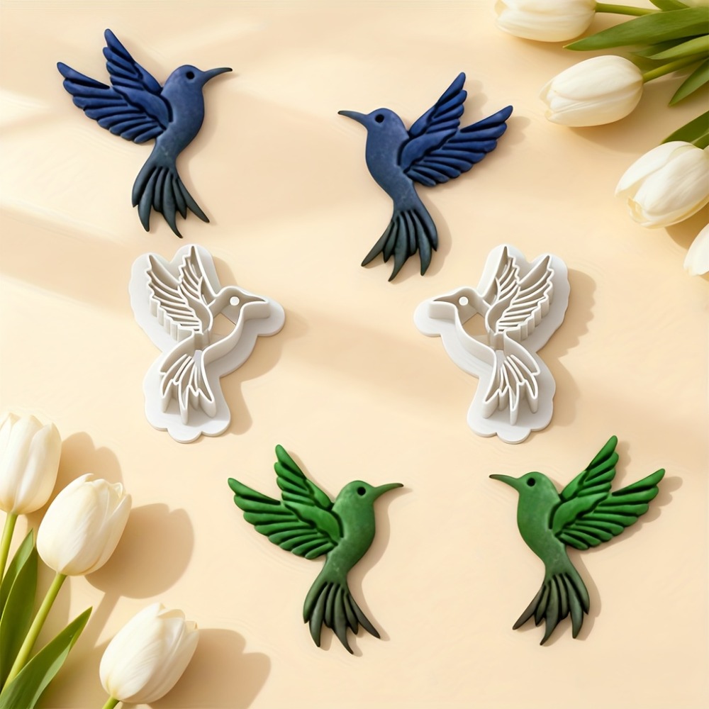 Ethnic Fashion Jewellery - 2 個フライングハミングバードポリマークレイカッター再利用可能なプラスチック鳥型 DIY ボヘミアンジュエリー作成用ポリマークレイ樹脂工芸品