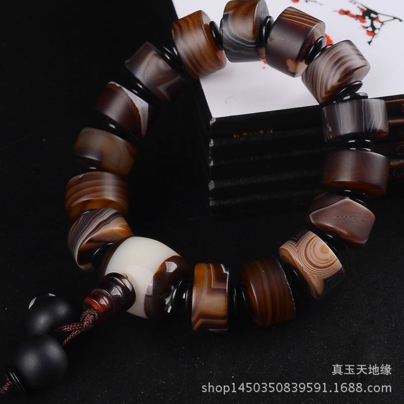 Ethnic Fashion Way - アガット メンズ、レディース ファッショナブル シルク シングルループ、3WAY ブレスレット