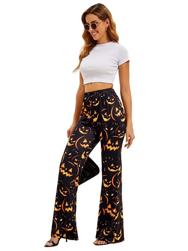 ハロウィン バット パンプキン プリント レディース パンツ - Ethnic Wear Fashion Brand のレビューと価格