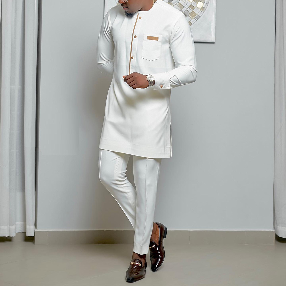 男性用アフリカン長袖ラウンドネック,ポリエステル,ホワイト, - Dashiki Shirt Men のレビューと価格