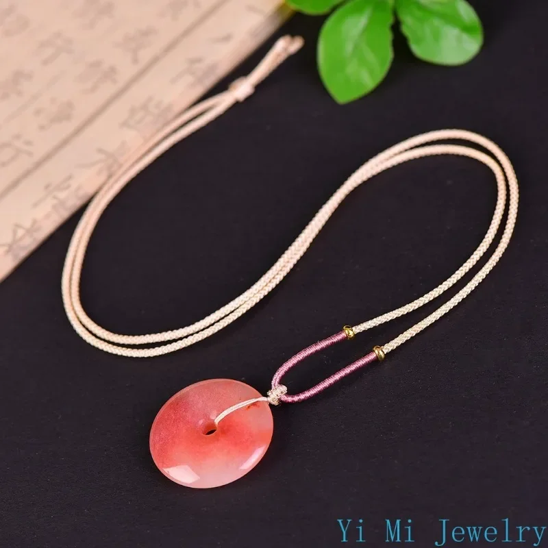 天然黄金翡翠桃の花ぬいぐるみペンダント男性と女性平和バックル - Ethnic Fashion Jewellery のレビューと価格